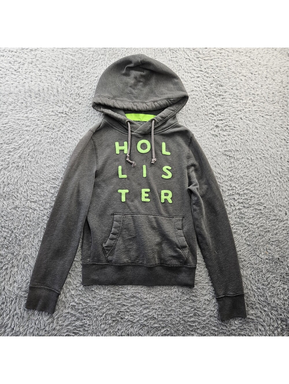Vintage Hollister Hoodie Men Small Pullover Sewn on Letters Gray